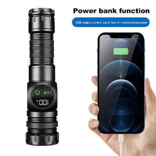 20W LED+COB High Power Flashlight Power Display Zoomable