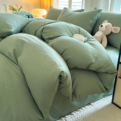 Hotel solid color quilt cover white bedding single piece