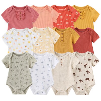 2023 New Born Bodysuits 6Pieces Baby Girl Clothes Set Cotton
