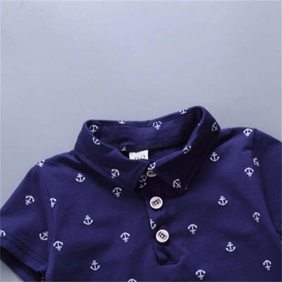 2PCS Baby Set Childrens Summer Fashion Random Print Boat An