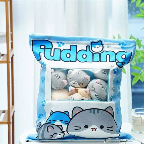 Cute Cat Snack Pillow Pudding Bag Food Toy Mini Animals Ball