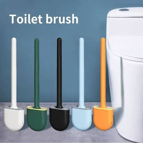 Hanging Silicone Toilet Brush Cleaner with Long Handle Flexi
