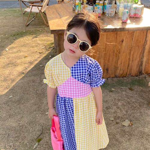 Girls Skirt Pld Colorblock Dress Princess Dress 23 Summer N