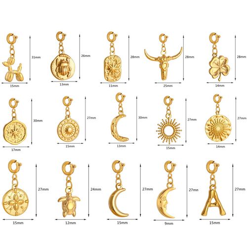Stainless Steel Clover/Balloon Dog/Moon/Sun Charms with Clas