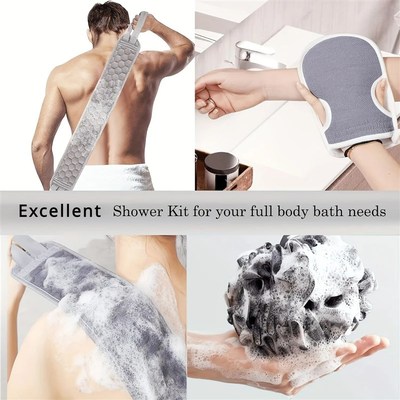 Exfoliating Body Scrubber Set - Includes Back Scrubber, Bath