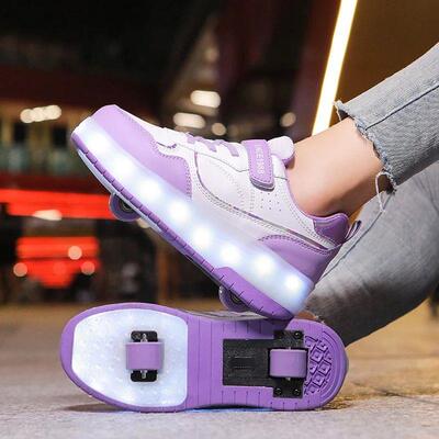 Pink Fashion Girls Boys LED Light Roller Skate Shoes for Chi