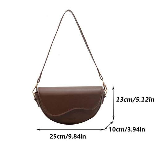 Vintage PU Leather Crossbody Bag for Women Small Saddle Shou