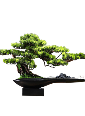 创意仿真迎客松盆景摆件客厅玄关办公室酒店会所景观造景桌面装饰