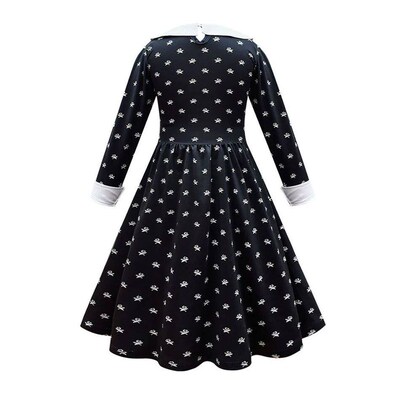 Girl Wednesday Addams Dress Children Peter Pan Collar Cospla
