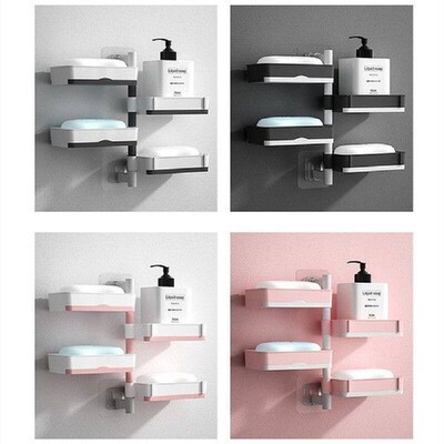 Punch-free Soap Dish Swivel Washstand Toiletries Organizer