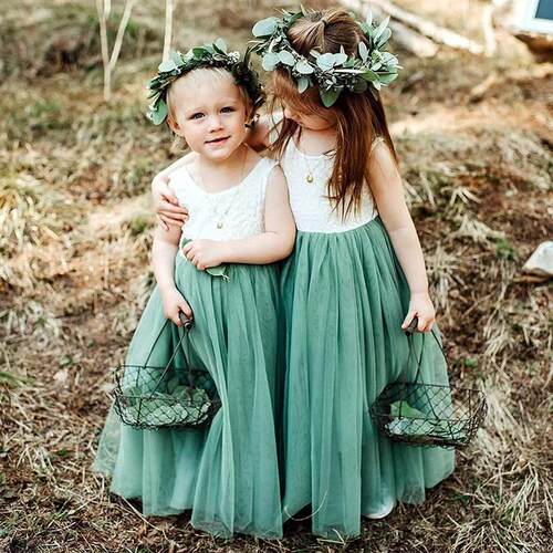 Flower Girl Dress Baby Kids Summer Princess Party Lace Weddi