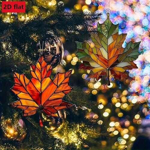 2D Flat,Thanksgiving Acrylic Maple Leaf Light Catcher, Class