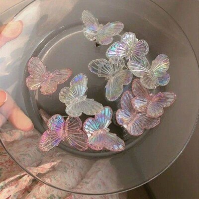 5-10pcs Mini Butterfly Hair Claws Transparent Resin Cute
