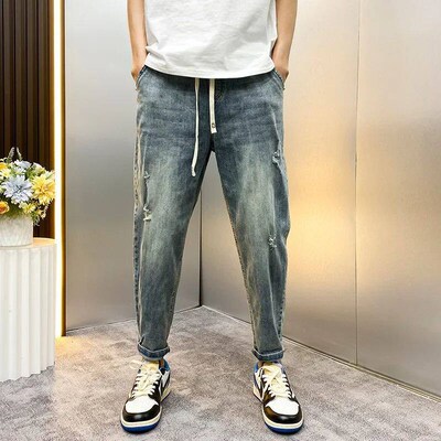 Vintage Mens Loose-fit Harem Jeans Youthful Summer Style Ni