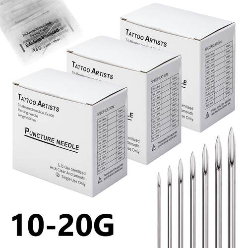 5-100PCS Body Piercing Needle 10G 12G 14G 16G 18G 20G Surgic