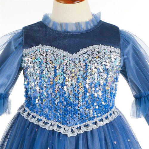 Elsa Princess Girl Dress Costume Snow Queen Cosplay Kid Hall