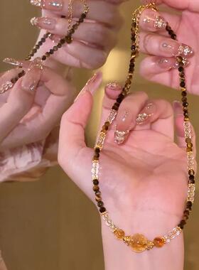 Natural citrine niche high-end temperament collarbone chain