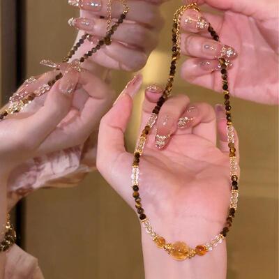 Natural citrine niche high-end temperament collarbone chain