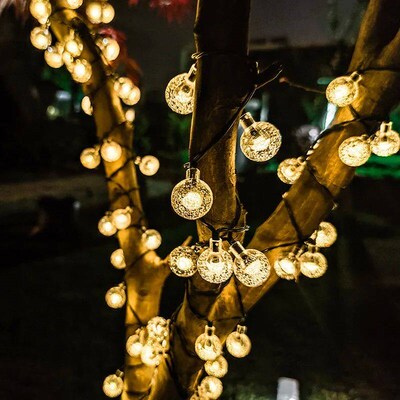 Solar Bubble Balls Lamp String Lights Outdoor Water Drops Ou