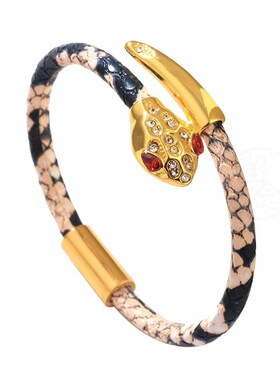 。Qinuo leopard copper snake head Brlet inlaid with stone br