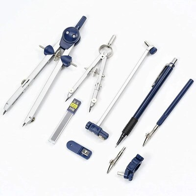 9Pc Geometry Set Metal Compass Geometry Precision Tool for S