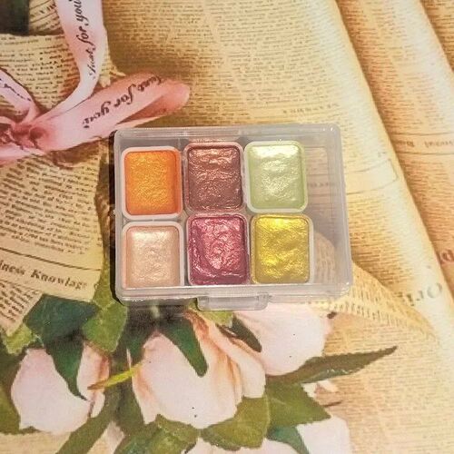 Pearlescent Metallic Solid Watercolor Paint Portable Hand-pa