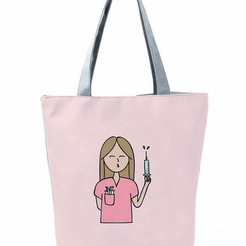 Female Nurse Printed Women Shopping Bag Injection Large Capa