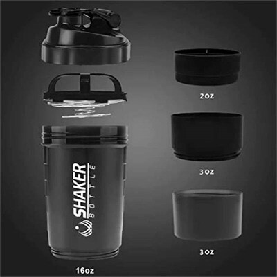 500ml Protein Shaker Cups with Powder Storage Container Mixe