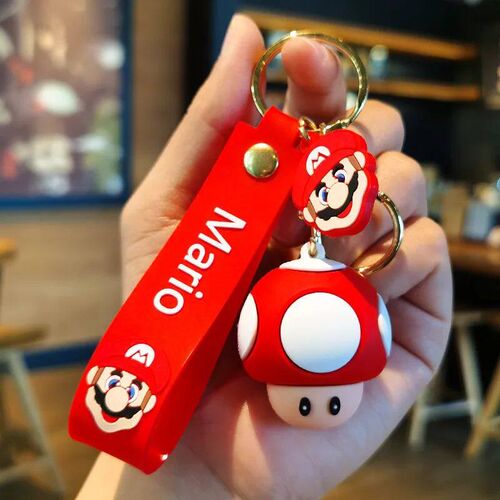 Cartoon Cute Super Mary Mushroom  Car Keychain Action Figure