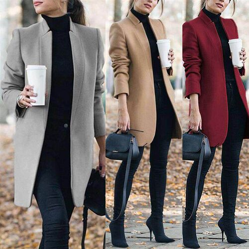 Fashion Plus Size Women Woolen Coat Office Lady Autumn