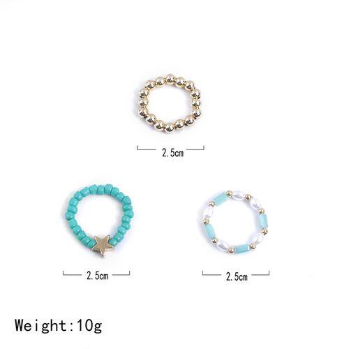 Cute Imitation Pearl Acrylic Beads Ring Set For Women Minima