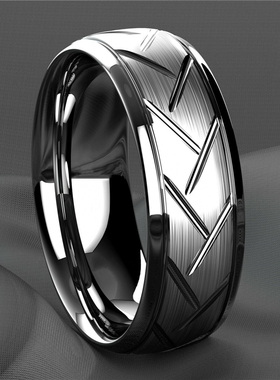 Fashion Mens Silver Color Black Stainless Steel Ring