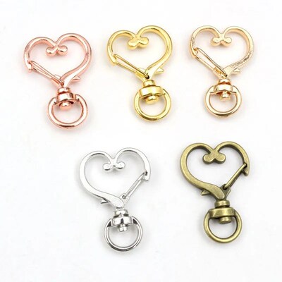 10pcs Cat Heart Snap Hook Trigger Clips Buckles For Keychain
