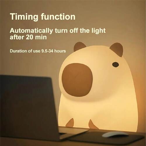 Cute Cartoon Capybara Silicone Night Light USB Rechargeable