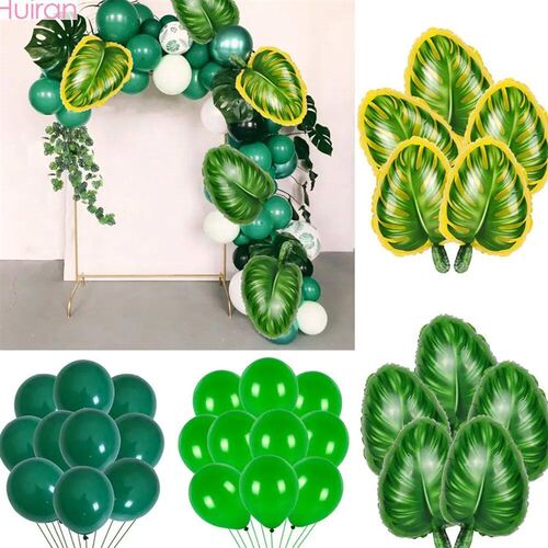 Latex Balloon Green Balloons Jungle Animal Palm Leaf Foil Ba