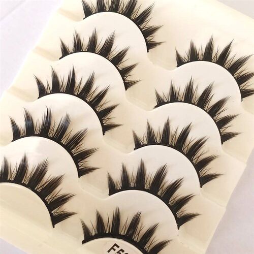 Natural Long Cosplay Makeup Cross Strip False Eyelashes Blac