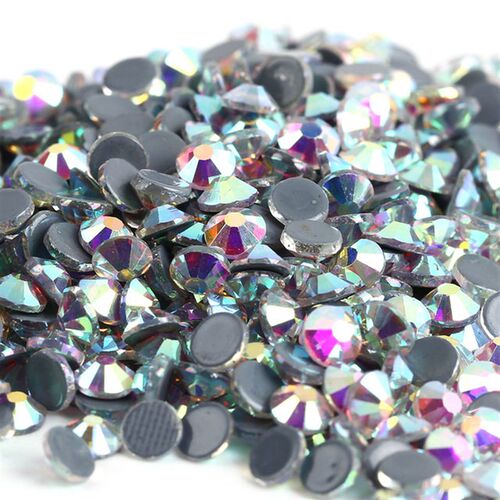 Glass Crystal AB/Clear Hotfix Rhinestone Flat Back Iron On S
