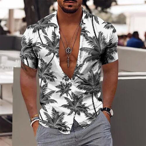 Hawaiian Shirt For Men Vacation Daily Slim Fit ops Gym Elega