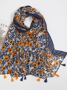 Cotton and linen scarves retro patchwork printed scarves围巾