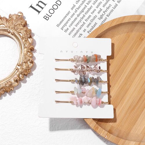 Irregular Natural Stone Hair Clips Colorful Quartzs Agat Bea