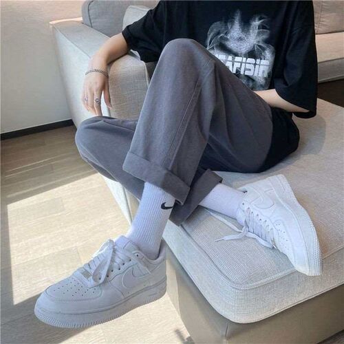 Mens teny Bran All-match teny Wie-leg Loose Straight Pants