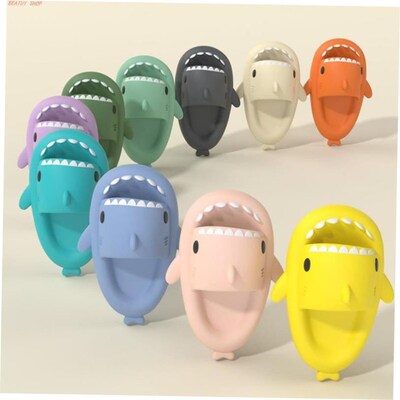 4CM Soft Man Women Shark Slippers Summer Beach Slides Anti-S