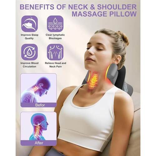 Heated Deep Tissue Massage Pillow for Full Body Pain Relief
