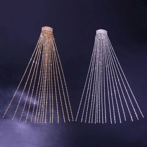 Novelly Rhinestone Long Tassel Flower Pendant Hair Comb Acce