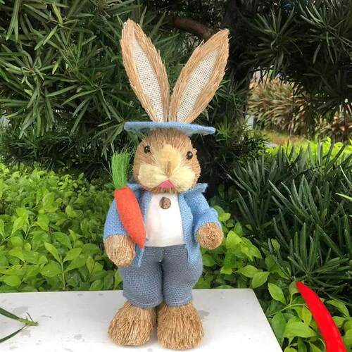 12 Style Easter Straw Bunny Home Decor Swing Bunny Straw Cra