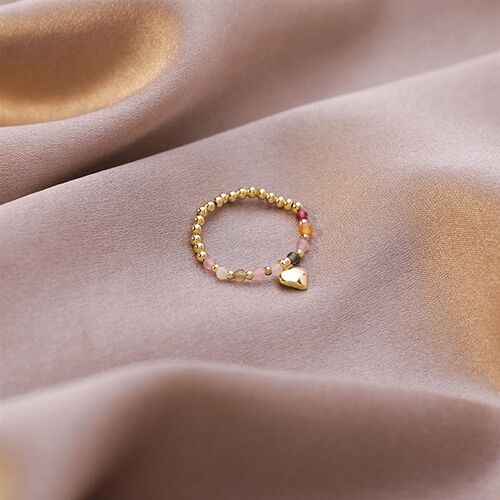 Simple Freshwater Pearl Bead Rings For Women Elastic Heart J