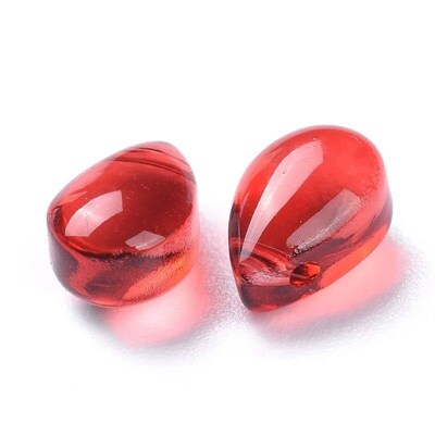 20pc Transparent Glass Beads Top Drilled Beads Teardrop Red