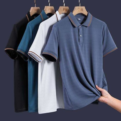 Summer Ice Silk Quick-rying Polo Shirt Mens Loose Breathabl