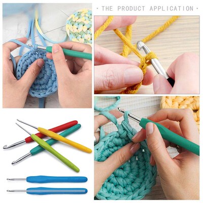 Silicone Soft Handle Crochet Knitting Needles Set Colorful S