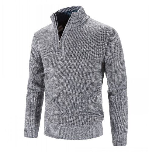 Mens Sweater with Fleece Big Size Half High Collar Sweater Z